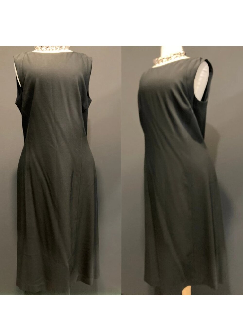 Talbots Black Midi Wool Sleeveless Dress Italian Wool Made in Japan Size 10